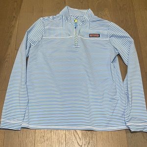 Vineyard Vines Ladies Size XL Blue & White Stripe Polyester/Spandex 1/4 Zip Top